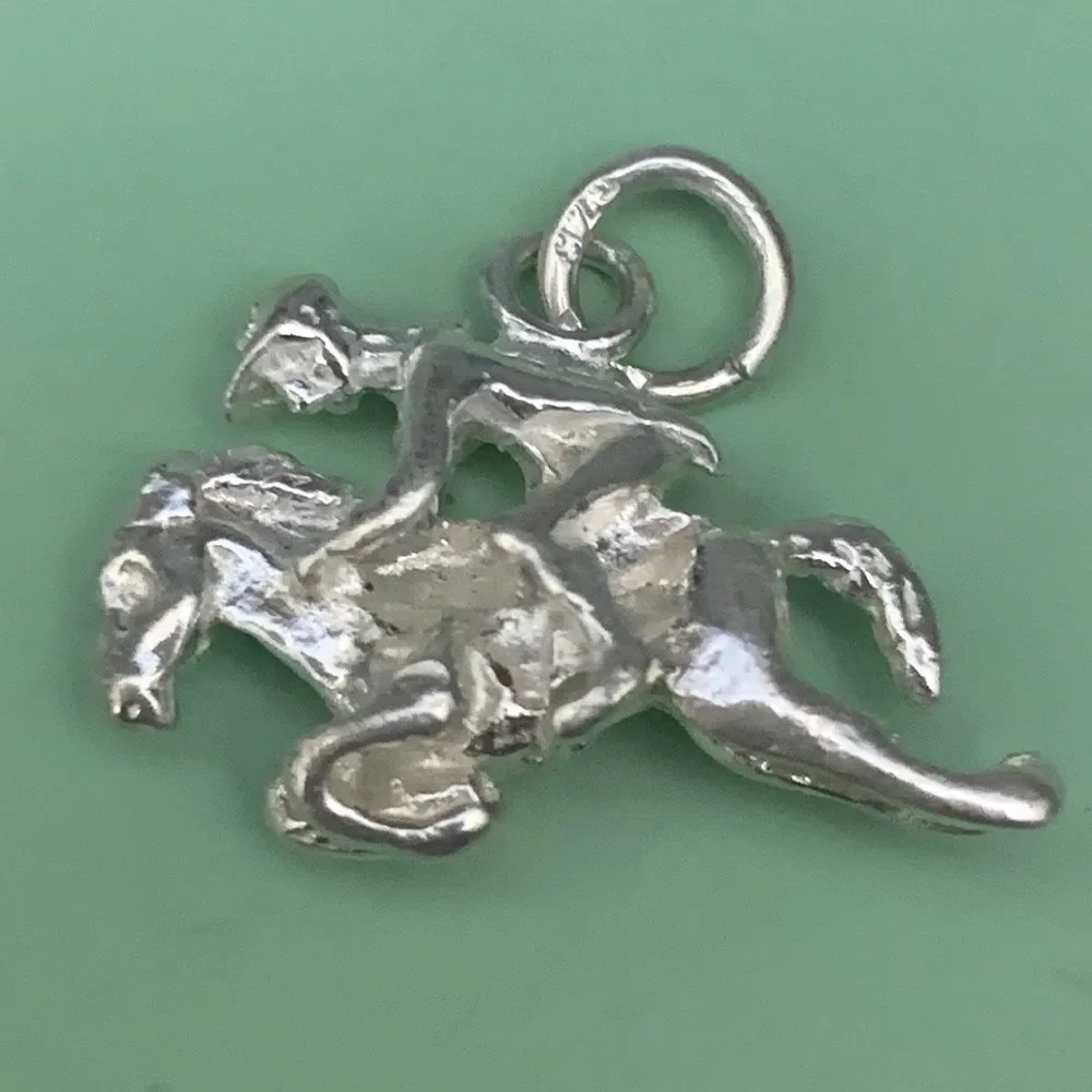 Jockey Horse Racing Sterling Silver Jewelry Charm #vintage #race track - Picture 2 of 3